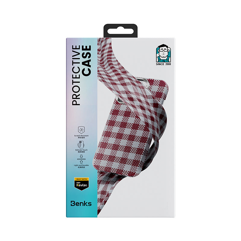 Benks ArmorVichy iPhone 16 Pro Magsafe Ekose Tasarımlı Kevlar Kılıf Benks ArmorVichy iPhone 16 Pro Magsafe Ekose Tasarımlı Kevlar Kılıf